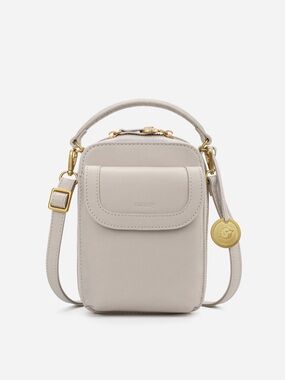 Minooy Aphrodite Leather Phone Crossbody Bag 1.5L - Light Beige
